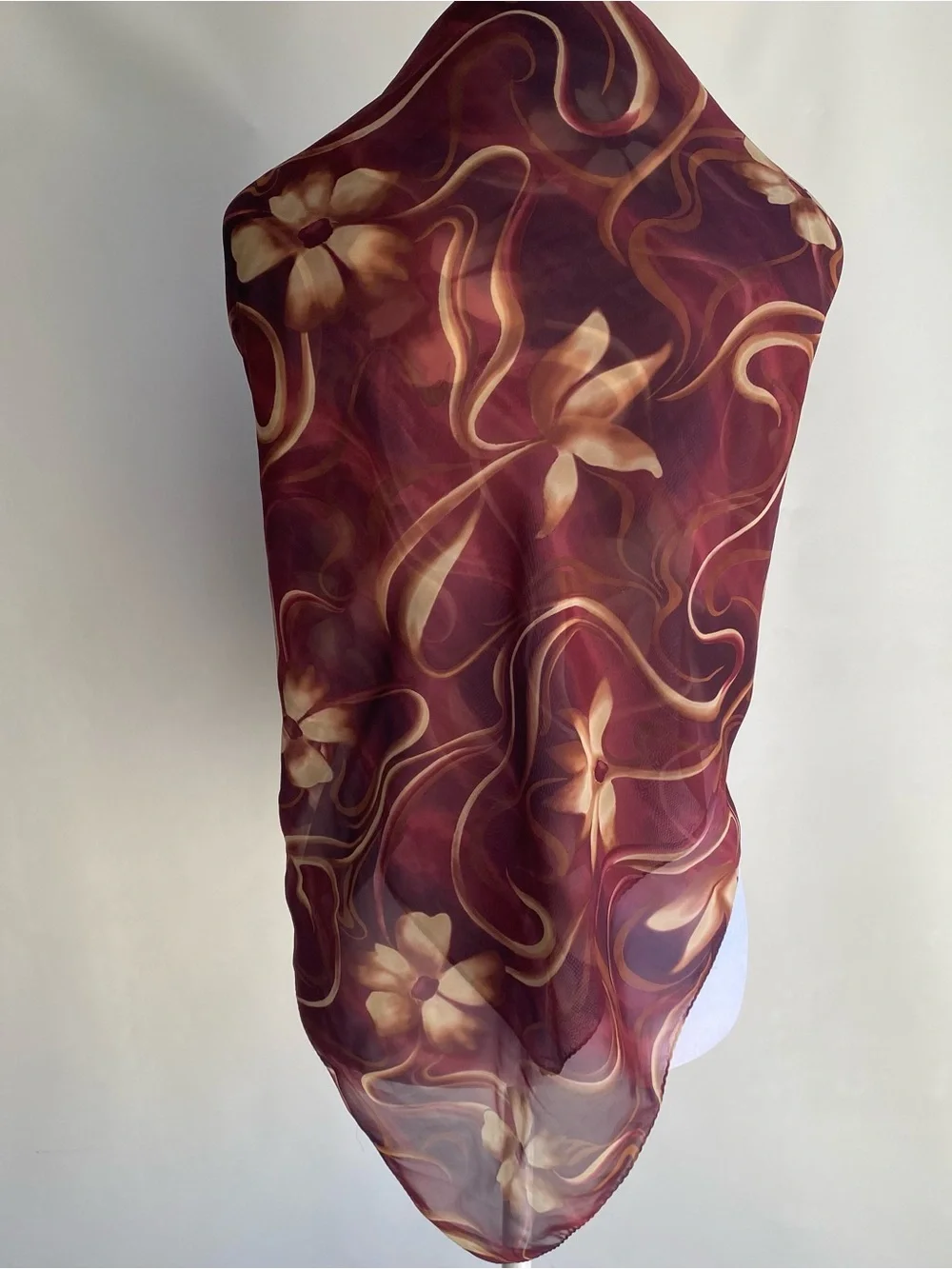 Fall floral large square vintage scarf wrap shawl boho waist